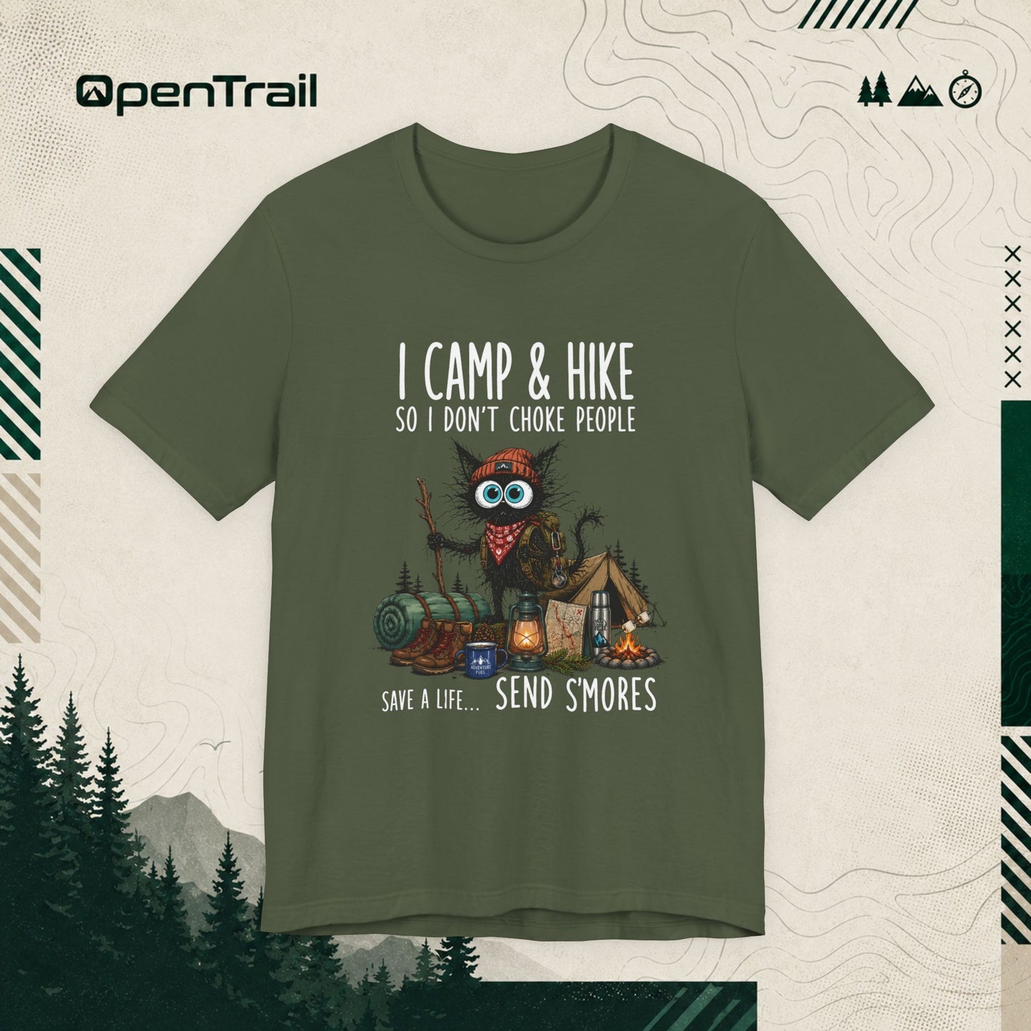 Funny Camping Owl Shirt, I Camp And Hike So I Don’t Choke People T-Shirt