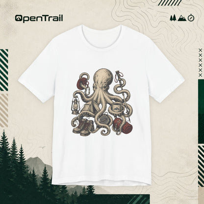 Vintage Octopus Camping Shirt, Outdoor Adventure T-Shirt