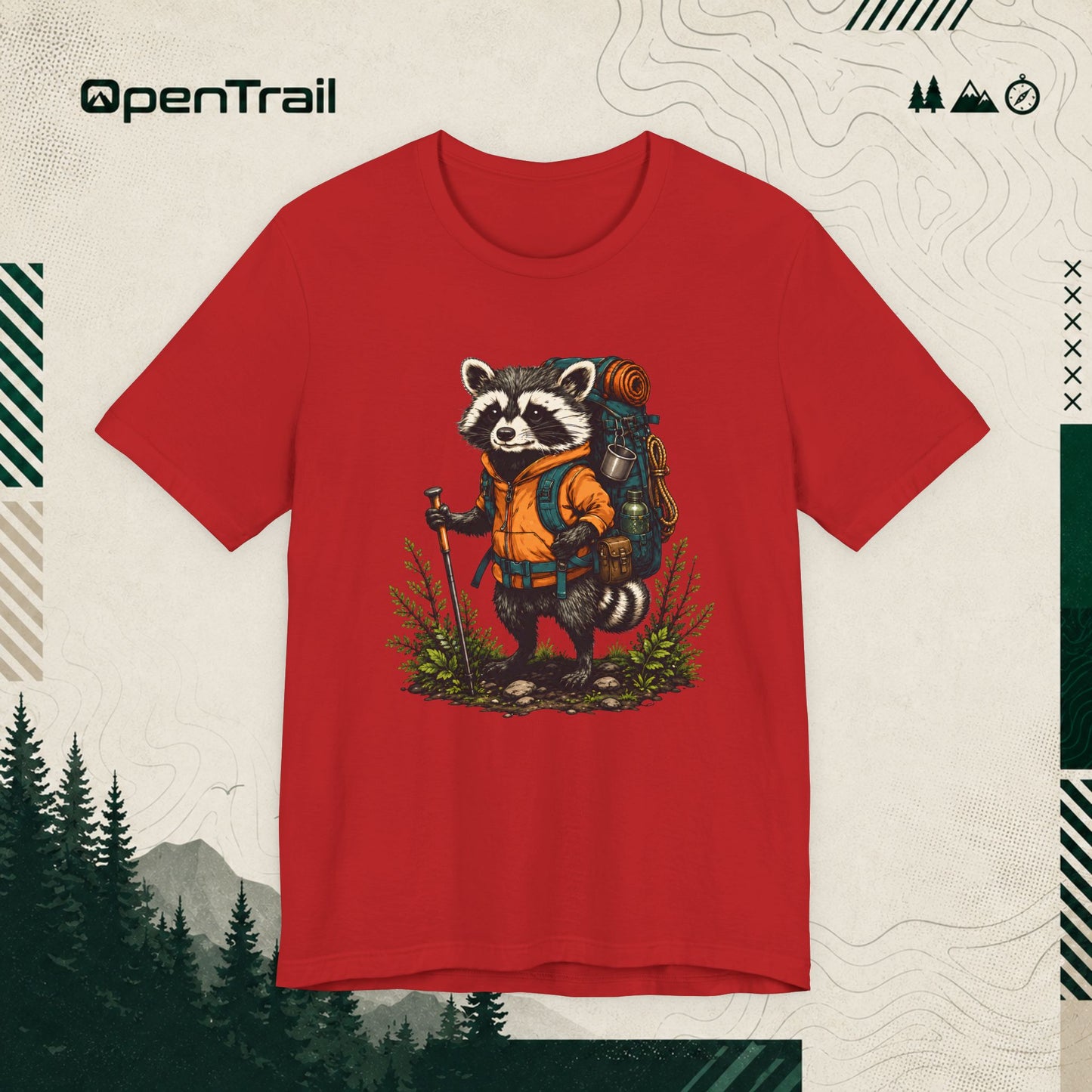 Happy Raccoon Hiking Adventure T-Shirt