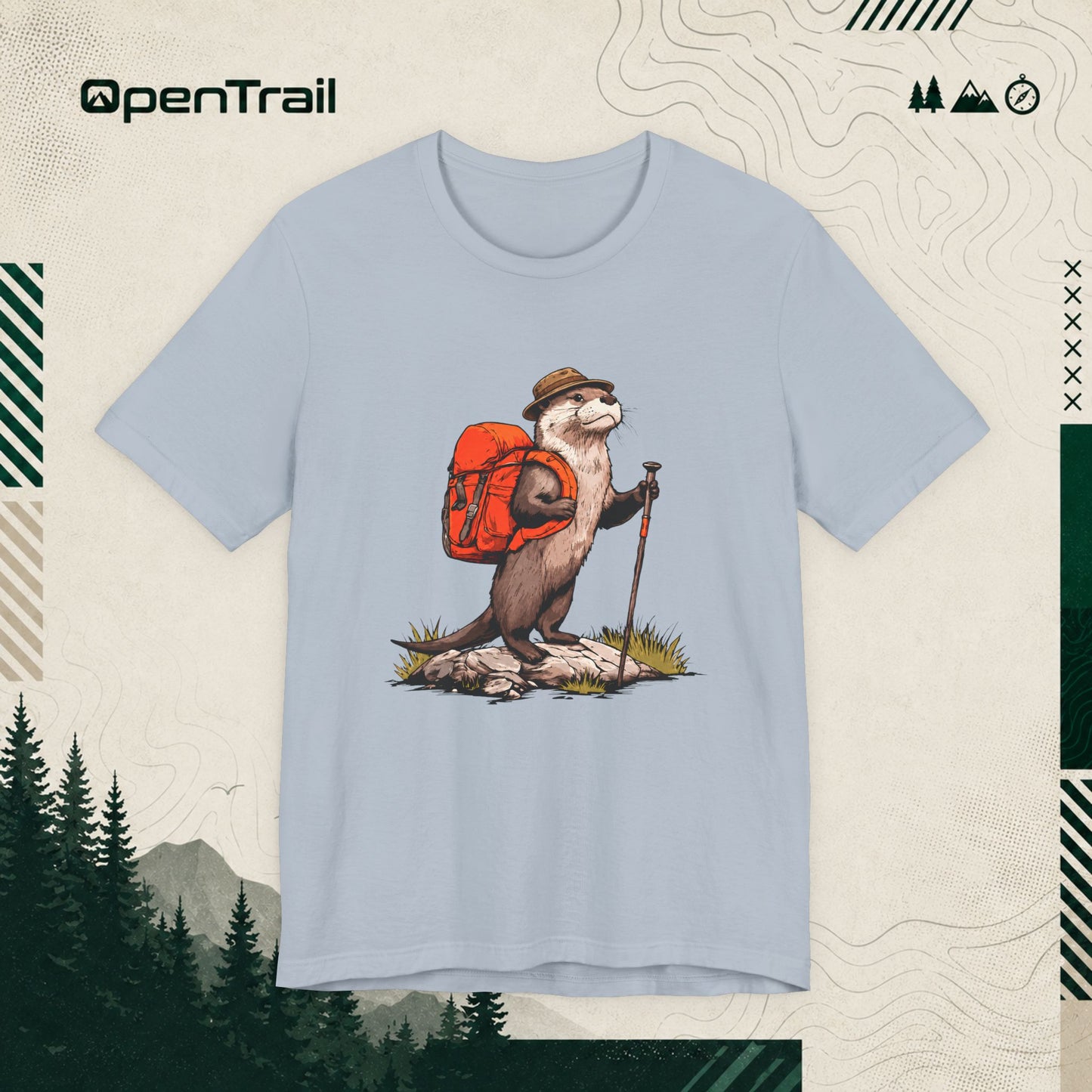 Otter With Backpack Shirt, Vintage Camping Hiking T-Shirt