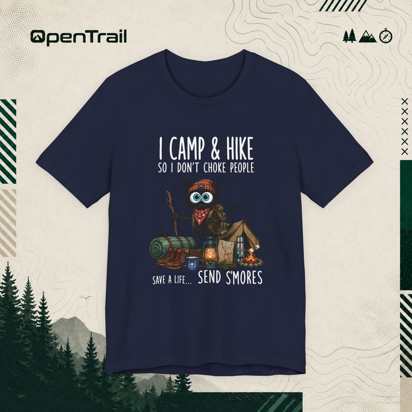 Funny Camping Owl Shirt, I Camp And Hike So I Don’t Choke People T-Shirt