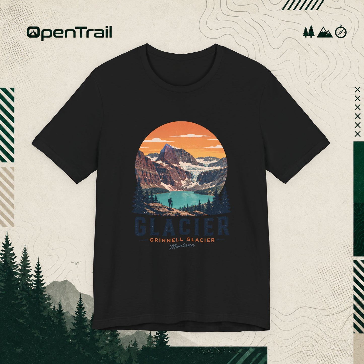 Glacier Shirt, Grinnell Glacier Montana Tee, Vintage National Park T-Shirt