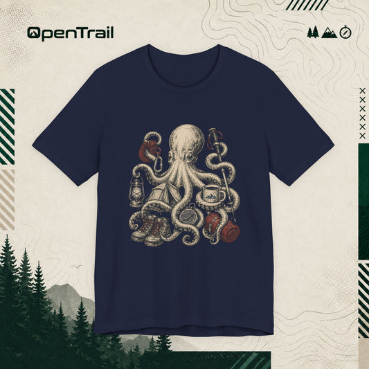 Vintage Octopus Camping Shirt, Outdoor Adventure T-Shirt