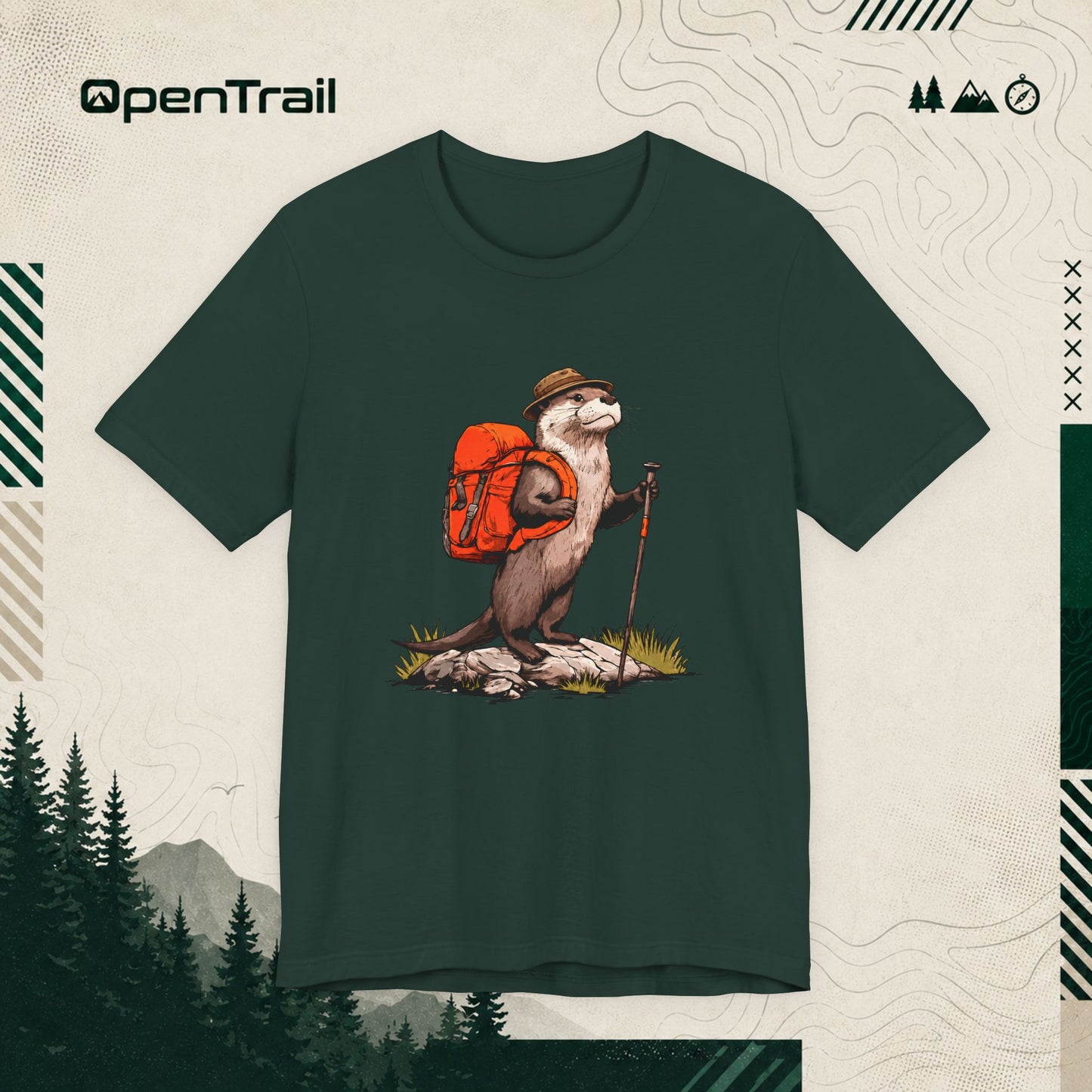 Otter With Backpack Shirt, Vintage Camping Hiking T-Shirt