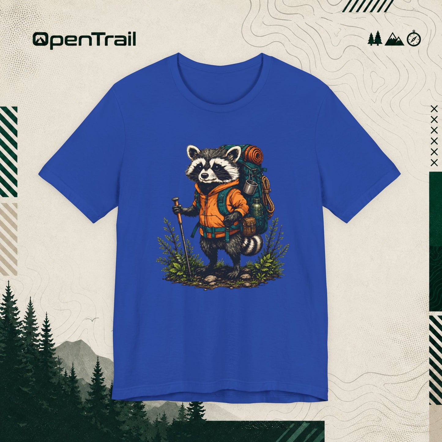 Happy Raccoon Hiking Adventure T-Shirt