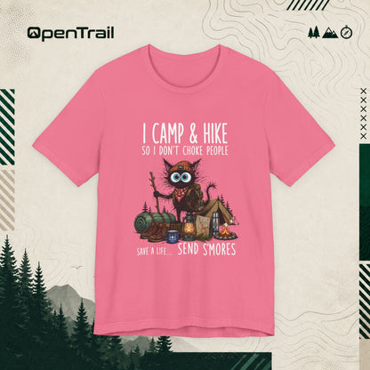 Funny Camping Owl Shirt, I Camp And Hike So I Don’t Choke People T-Shirt