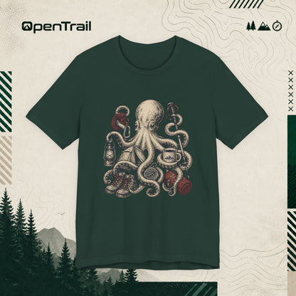 Vintage Octopus Camping Shirt, Outdoor Adventure T-Shirt