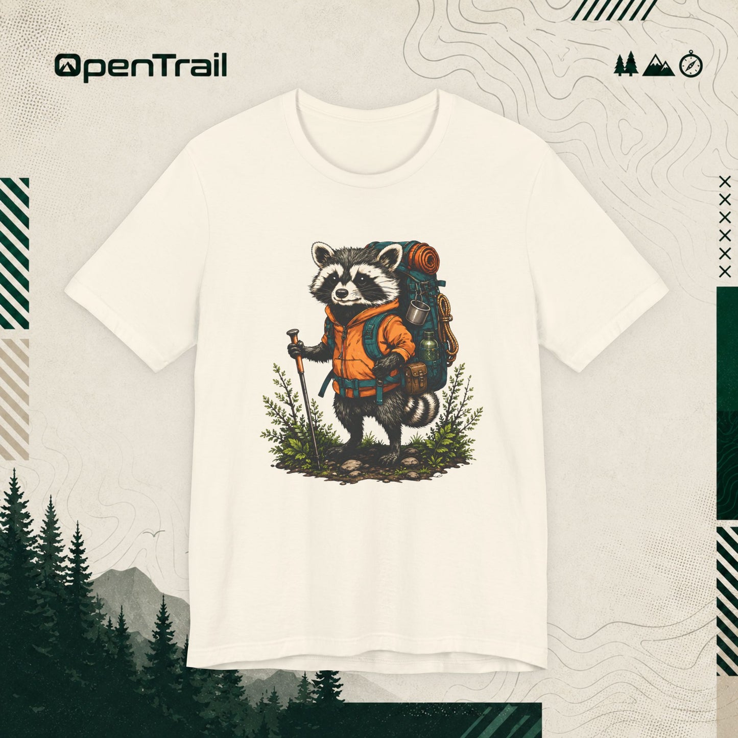 Happy Raccoon Hiking Adventure T-Shirt