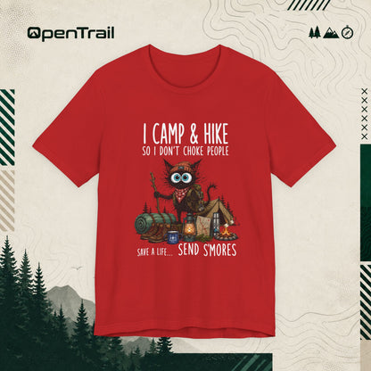 Funny Camping Owl Shirt, I Camp And Hike So I Don’t Choke People T-Shirt