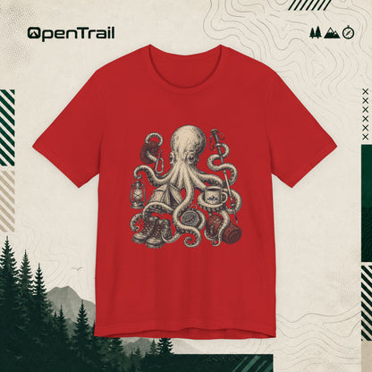 Vintage Octopus Camping Shirt, Outdoor Adventure T-Shirt