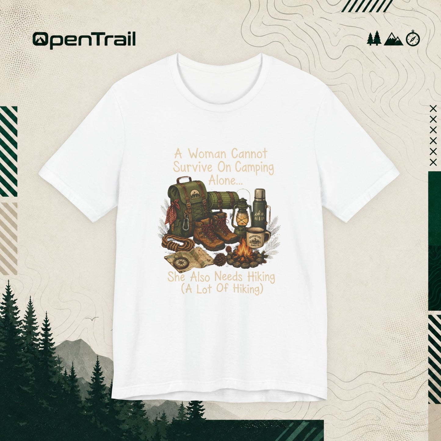 She Also Needs Hiking Shirt, Funny Women Hiking T-Shirt, Camping Outdoor Adventure Tee