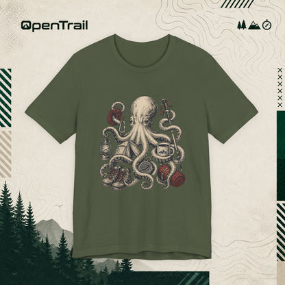 Vintage Octopus Camping Shirt, Outdoor Adventure T-Shirt