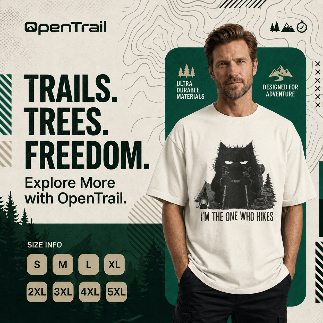 I’m The One Who Hikes Shirt, Funny Black Cat Hiking T-Shirt, Outdoor Adventure Tee, Hiker Gift For Cat Lovers
