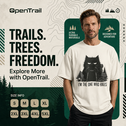 I’m The One Who Hikes Shirt, Funny Black Cat Hiking T-Shirt, Outdoor Adventure Tee, Hiker Gift For Cat Lovers