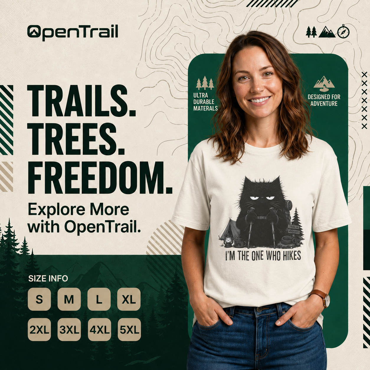 I’m The One Who Hikes Shirt, Funny Black Cat Hiking T-Shirt, Outdoor Adventure Tee, Hiker Gift For Cat Lovers