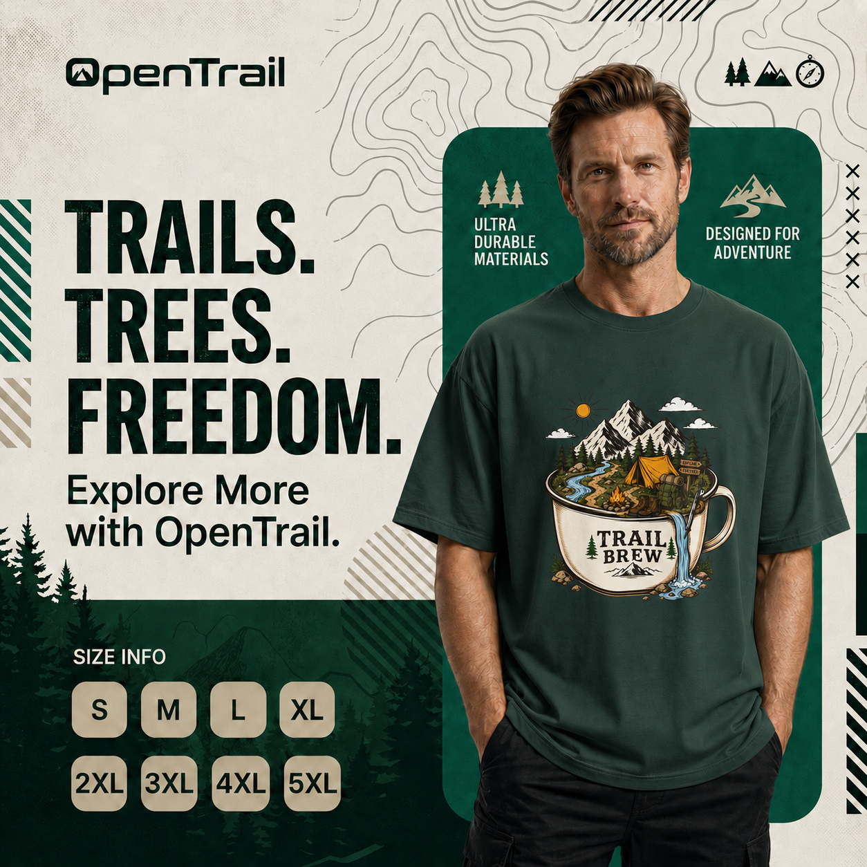 Trail Brew Shirt, Camping Coffee T-shirt