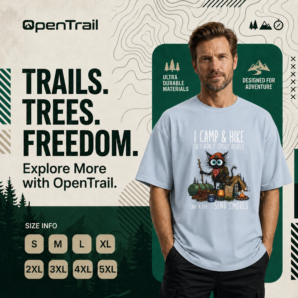 Funny Camping Owl Shirt, I Camp And Hike So I Don’t Choke People T-Shirt