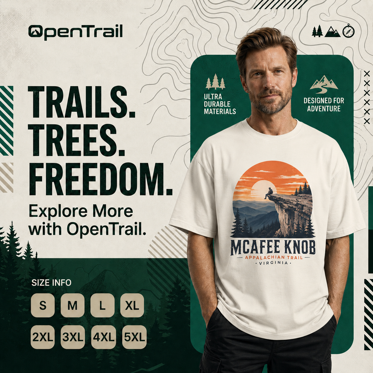 McAfee Knob Shirt, Appalachian Trail Tee, Virginia Hiking T-Shirt