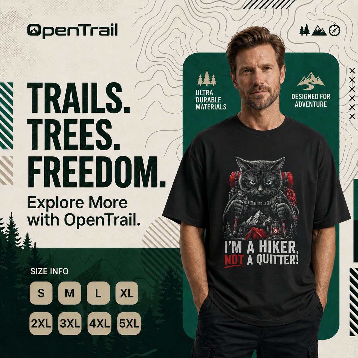 Funny Hiking Cat Shirt, I’m A Hiker Not A Quitter T-Shirt