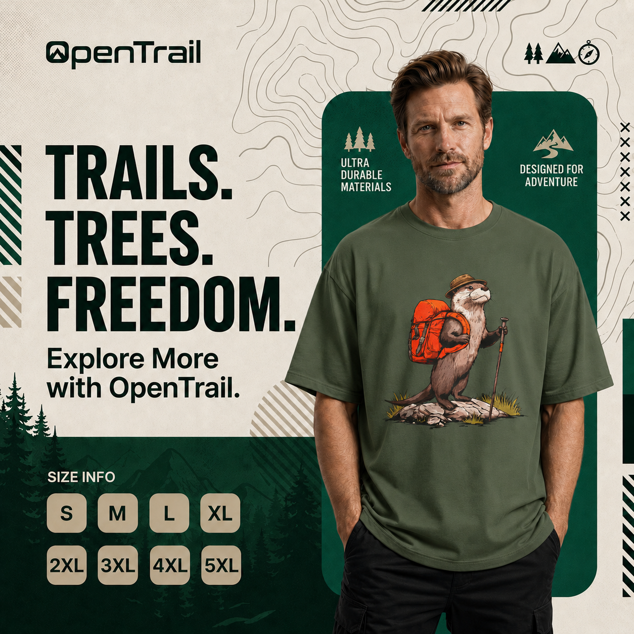 Otter With Backpack Shirt, Vintage Camping Hiking T-Shirt