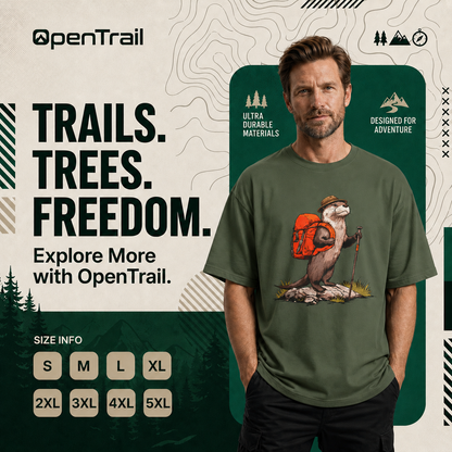 Otter With Backpack Shirt, Vintage Camping Hiking T-Shirt
