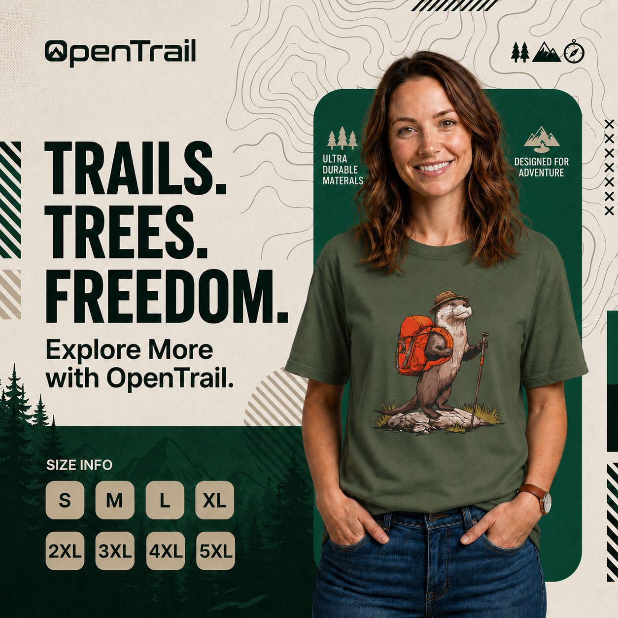Otter With Backpack Shirt, Vintage Camping Hiking T-Shirt