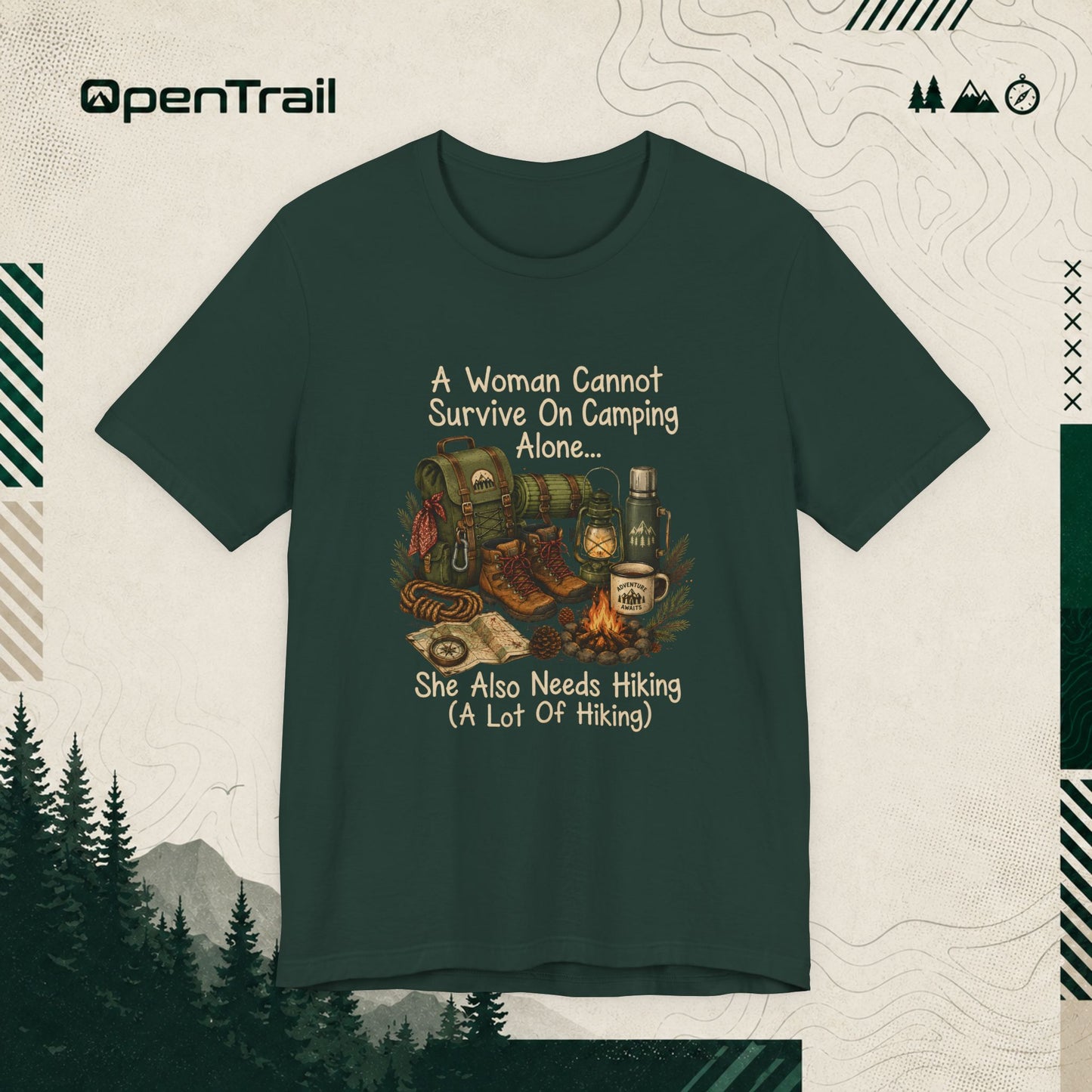 She Also Needs Hiking Shirt, Funny Women Hiking T-Shirt, Camping Outdoor Adventure Tee