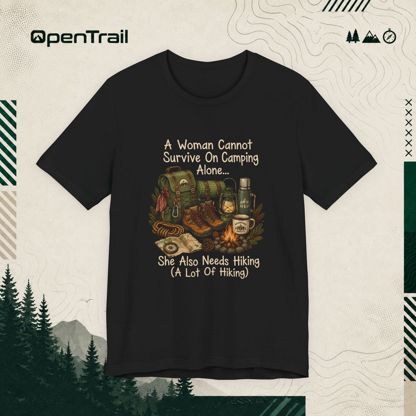 She Also Needs Hiking Shirt, Funny Women Hiking T-Shirt, Camping Outdoor Adventure Tee