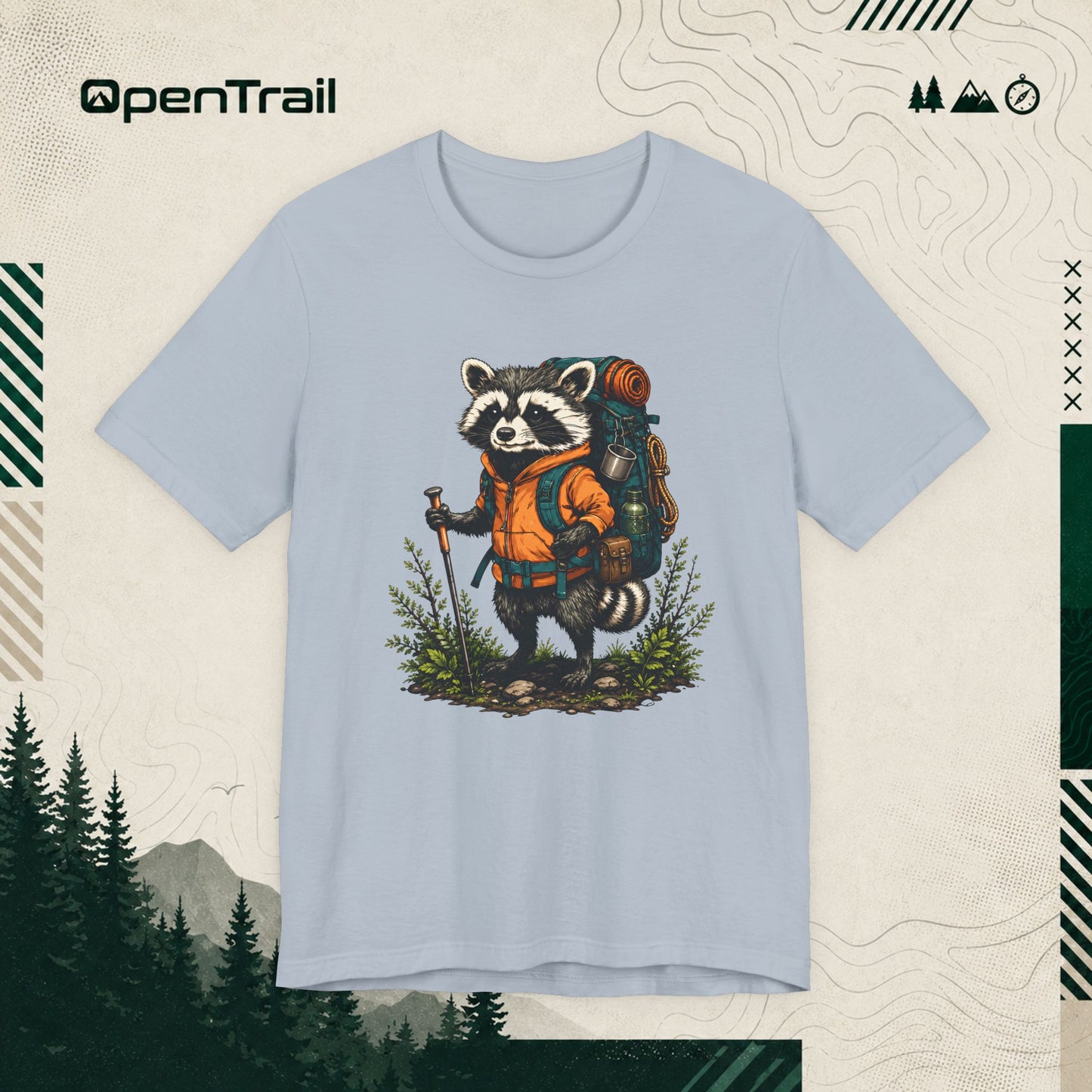 Happy Raccoon Hiking Adventure T-Shirt