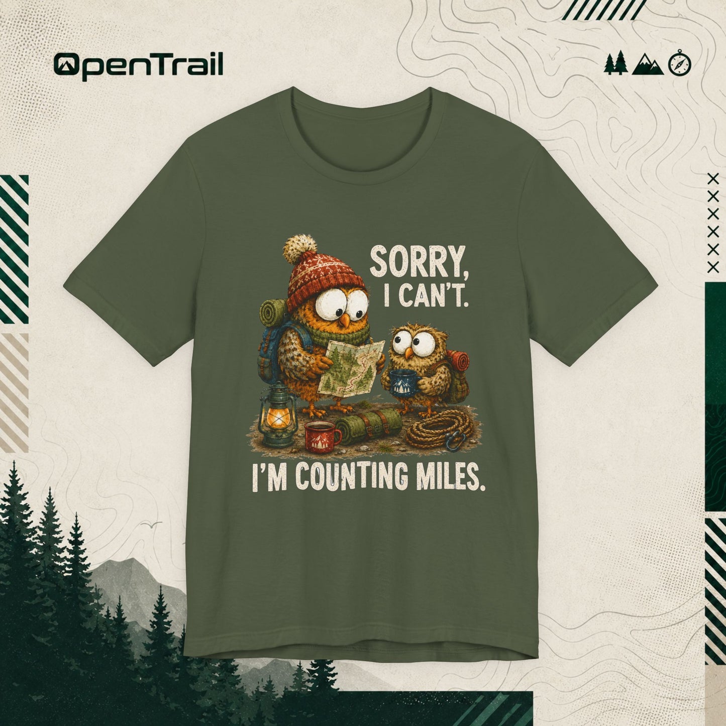 Funny Owl Hiking Shirt, Sorry I Can’t I’m Counting Miles T-shirt