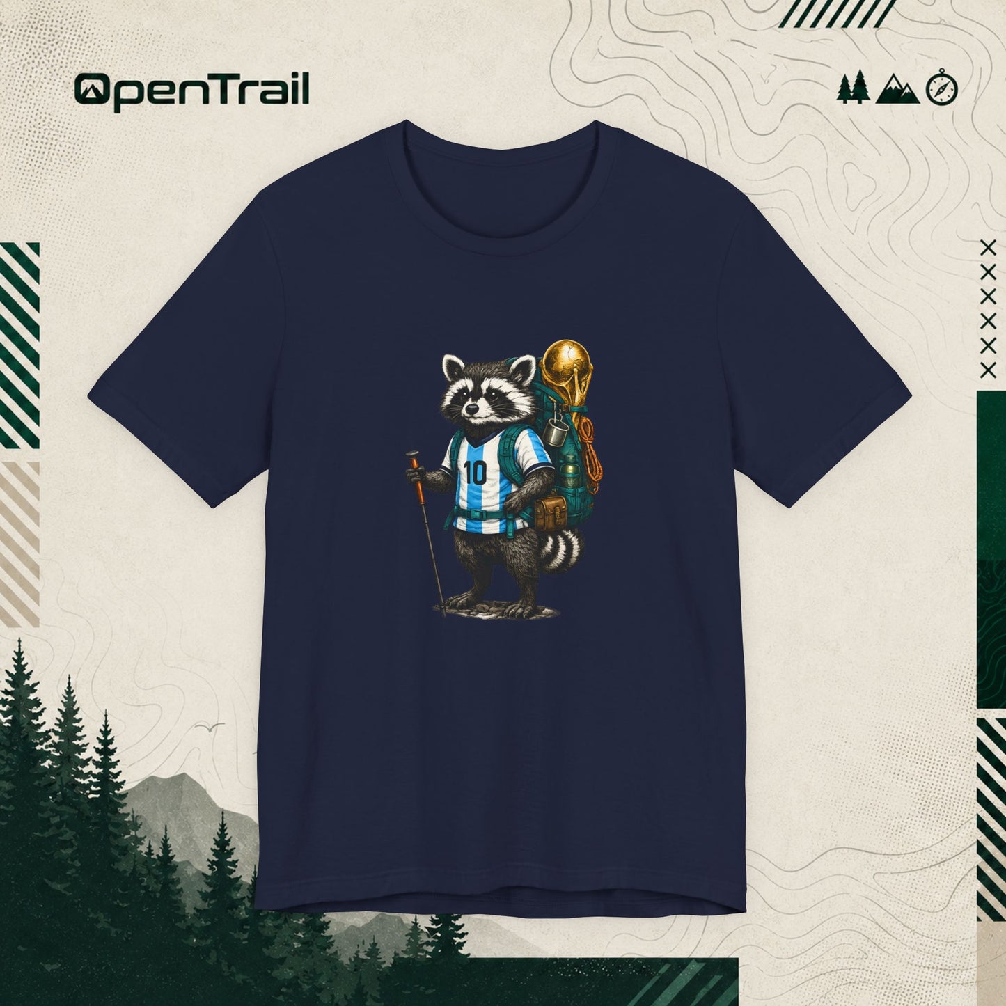 Raccoon Hiking Champion Shirt, Adventure Soccer Fan T-Shirt