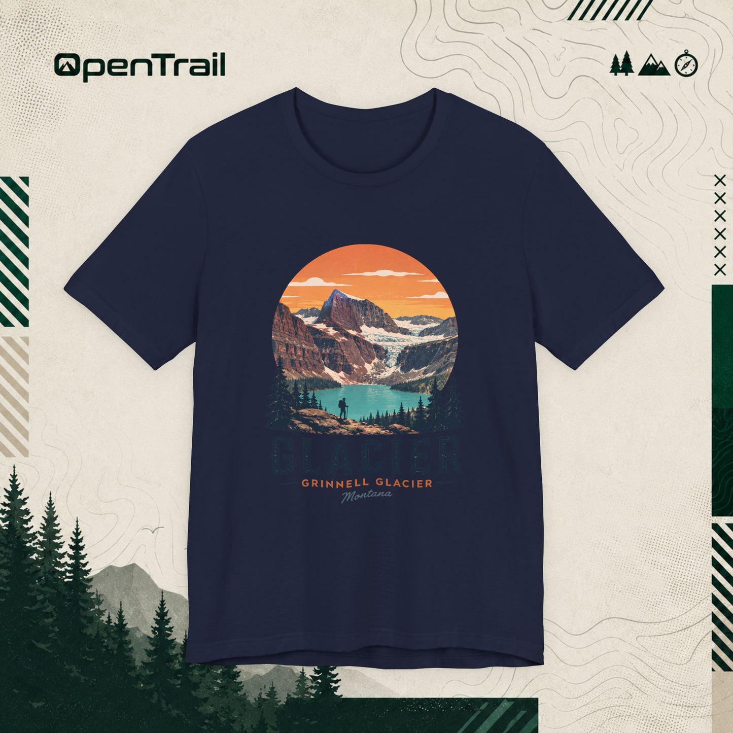 Glacier Shirt, Grinnell Glacier Montana Tee, Vintage National Park T-Shirt