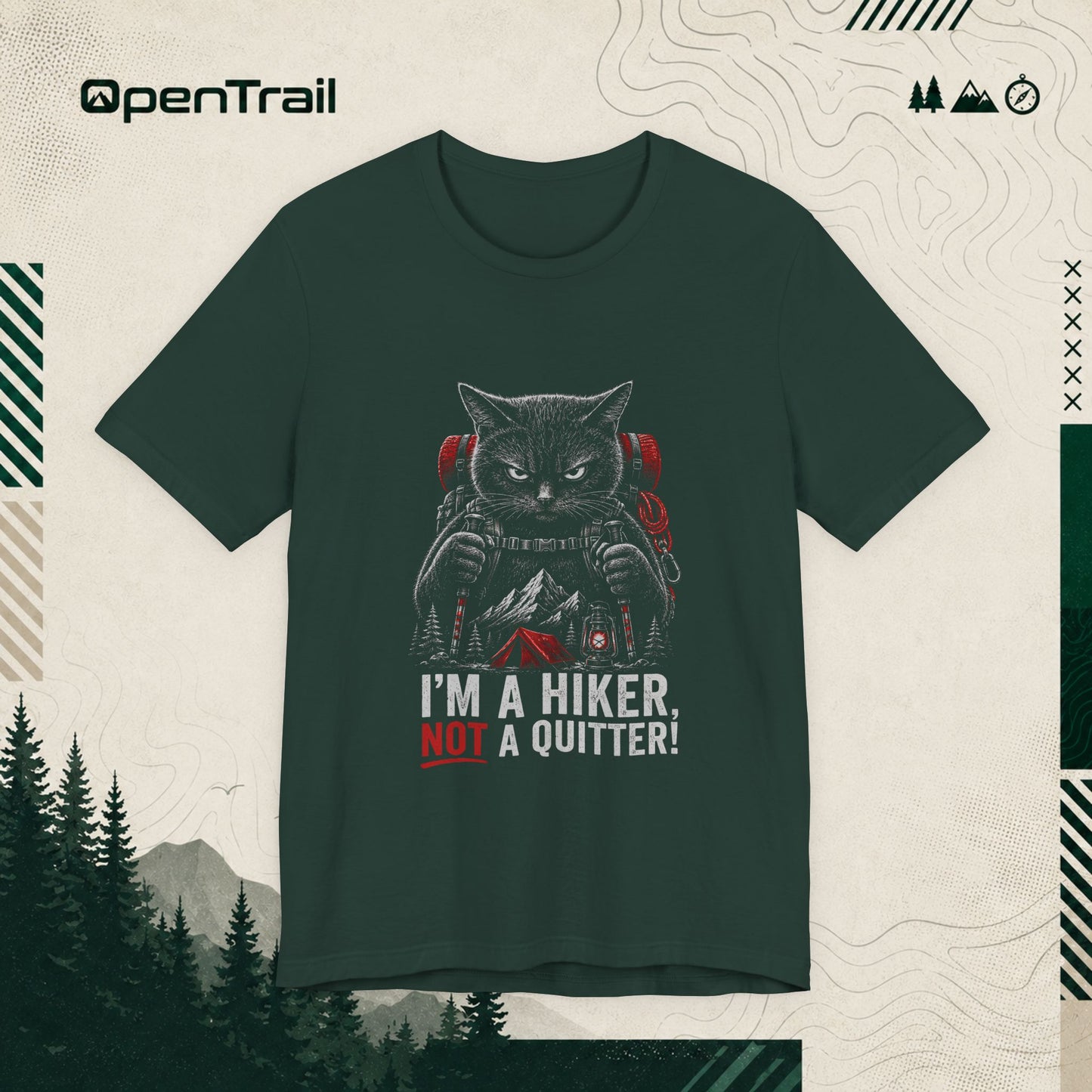Funny Hiking Cat Shirt, I’m A Hiker Not A Quitter T-Shirt