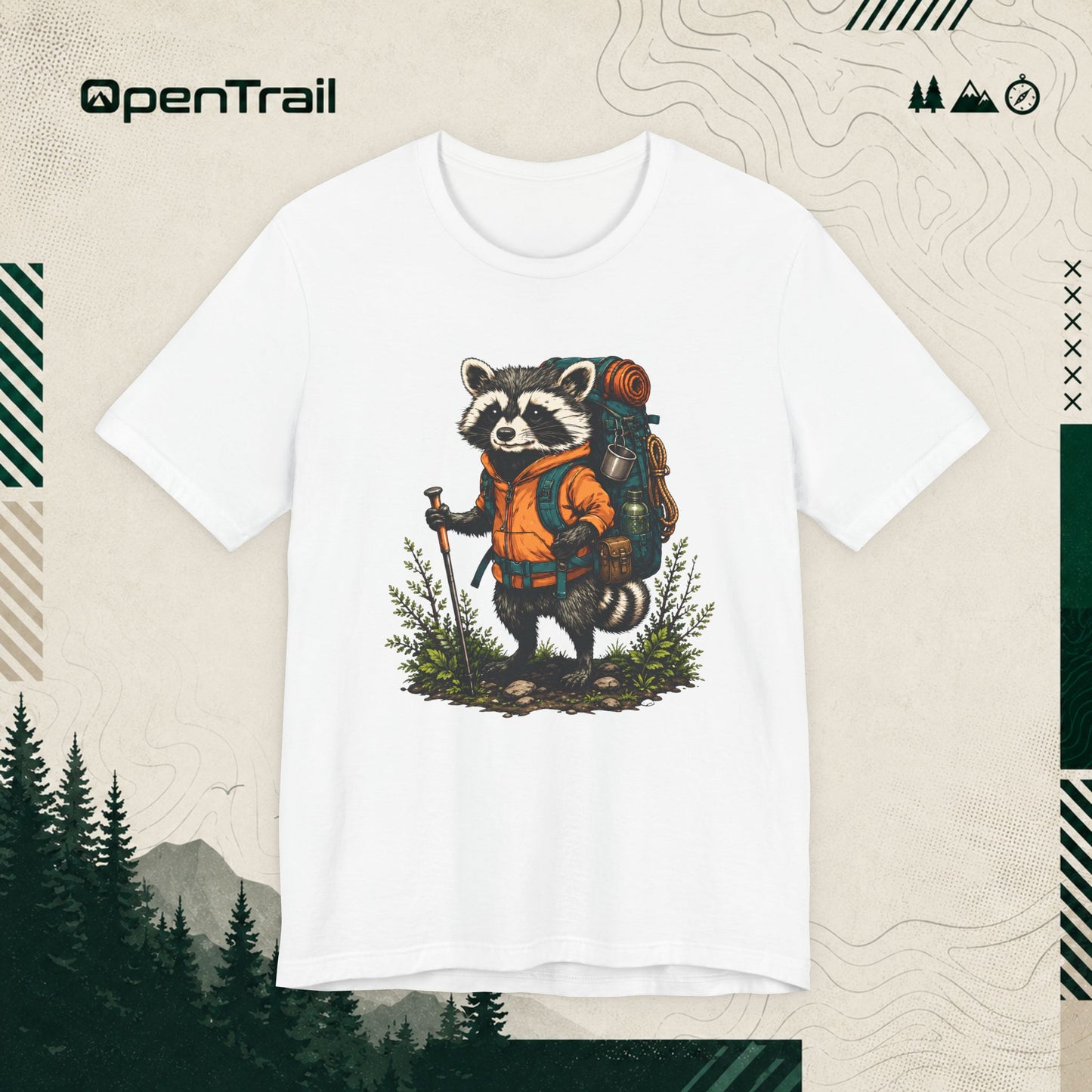 Happy Raccoon Hiking Adventure T-Shirt