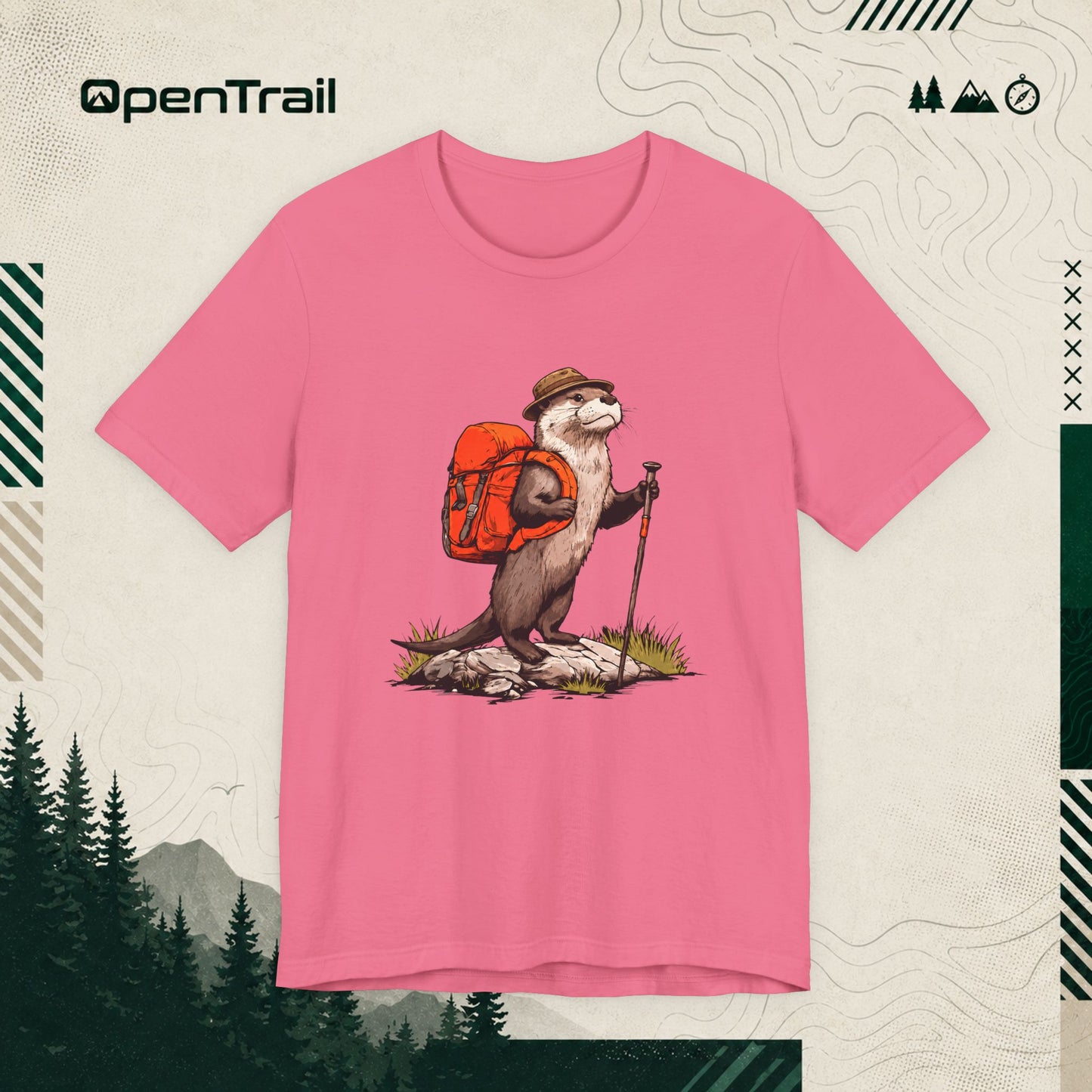 Otter With Backpack Shirt, Vintage Camping Hiking T-Shirt