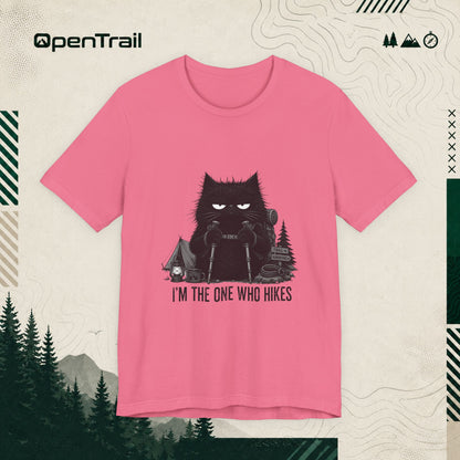 I’m The One Who Hikes Shirt, Funny Black Cat Hiking T-Shirt, Outdoor Adventure Tee, Hiker Gift For Cat Lovers