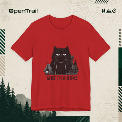 I’m The One Who Hikes Shirt, Funny Black Cat Hiking T-Shirt, Outdoor Adventure Tee, Hiker Gift For Cat Lovers