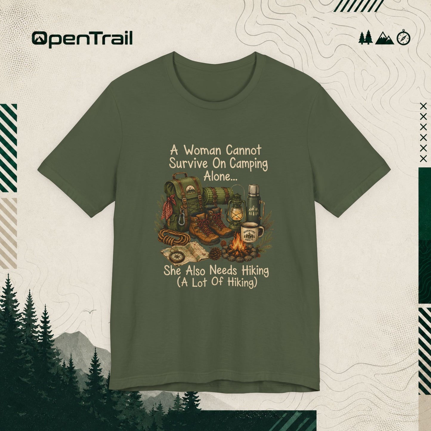 She Also Needs Hiking Shirt, Funny Women Hiking T-Shirt, Camping Outdoor Adventure Tee