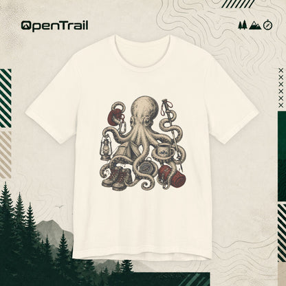Vintage Octopus Camping Shirt, Outdoor Adventure T-Shirt