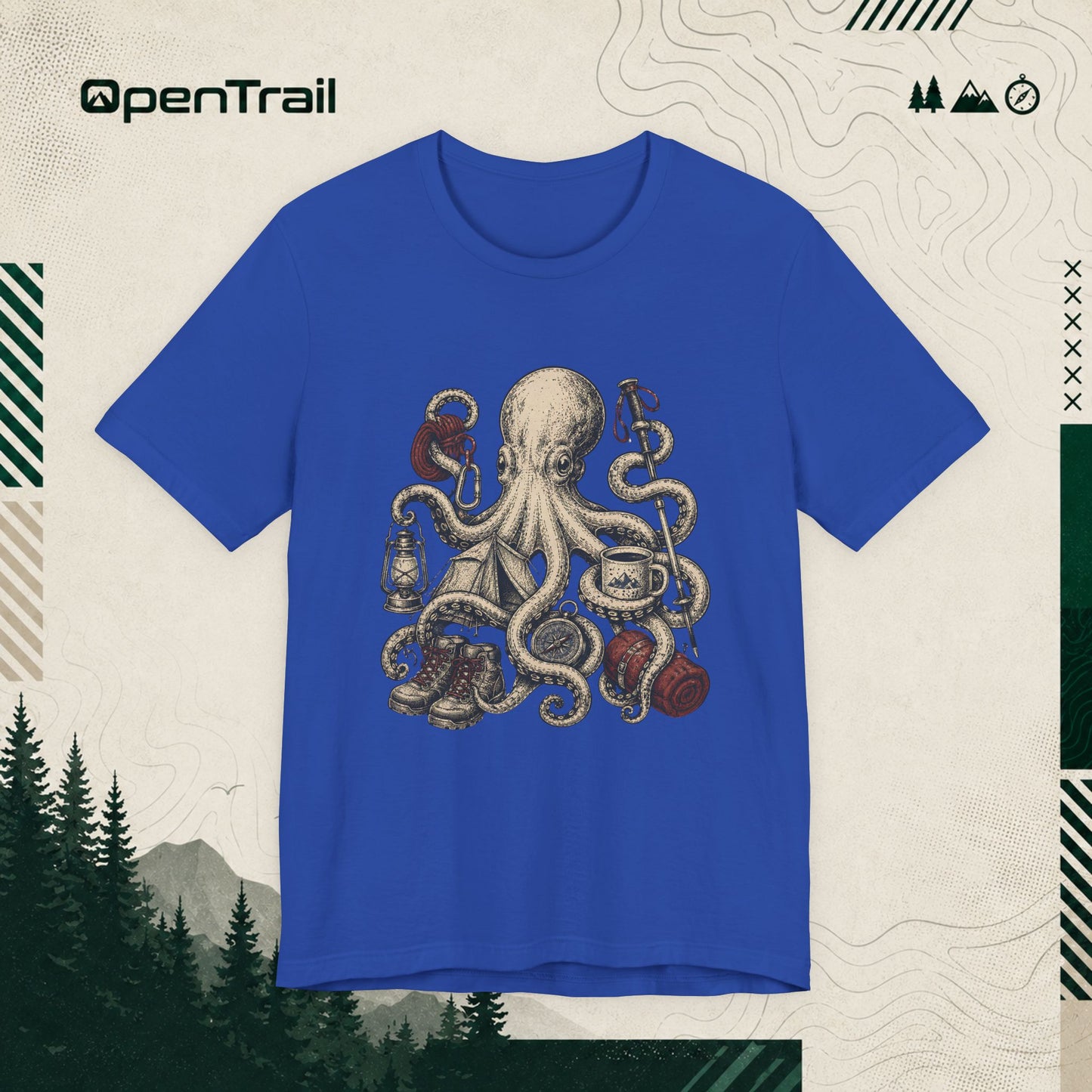 Vintage Octopus Camping Shirt, Outdoor Adventure T-Shirt