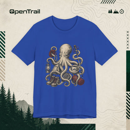 Vintage Octopus Camping Shirt, Outdoor Adventure T-Shirt