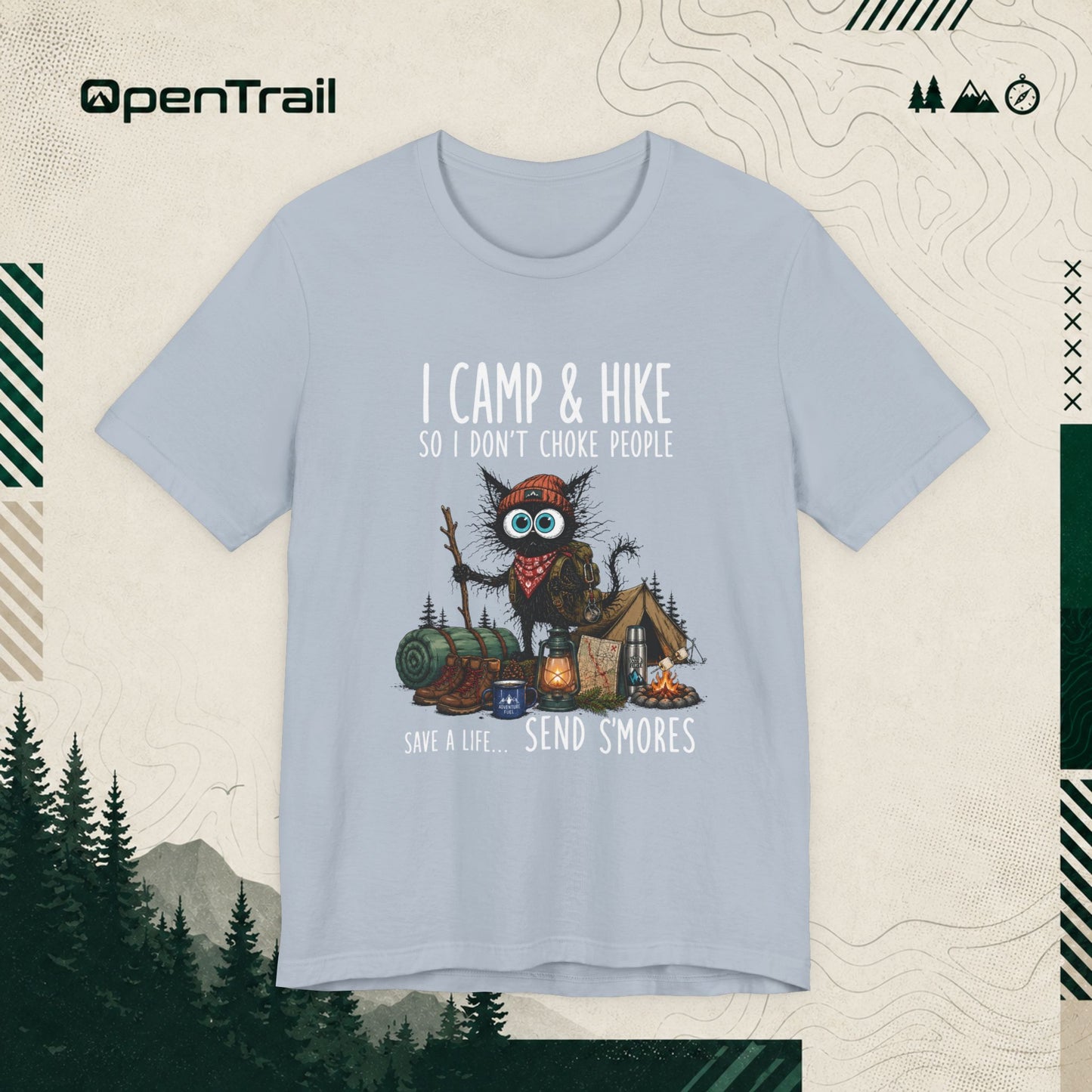 Funny Camping Owl Shirt, I Camp And Hike So I Don’t Choke People T-Shirt