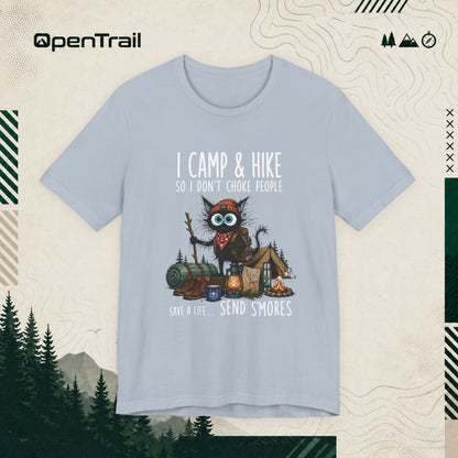 Funny Camping Owl Shirt, I Camp And Hike So I Don’t Choke People T-Shirt
