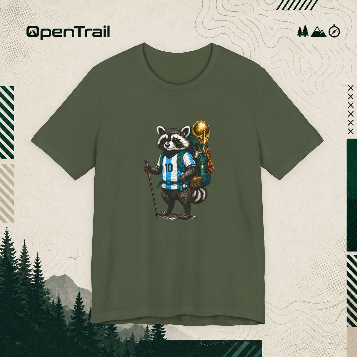 Raccoon Hiking Champion Shirt, Adventure Soccer Fan T-Shirt
