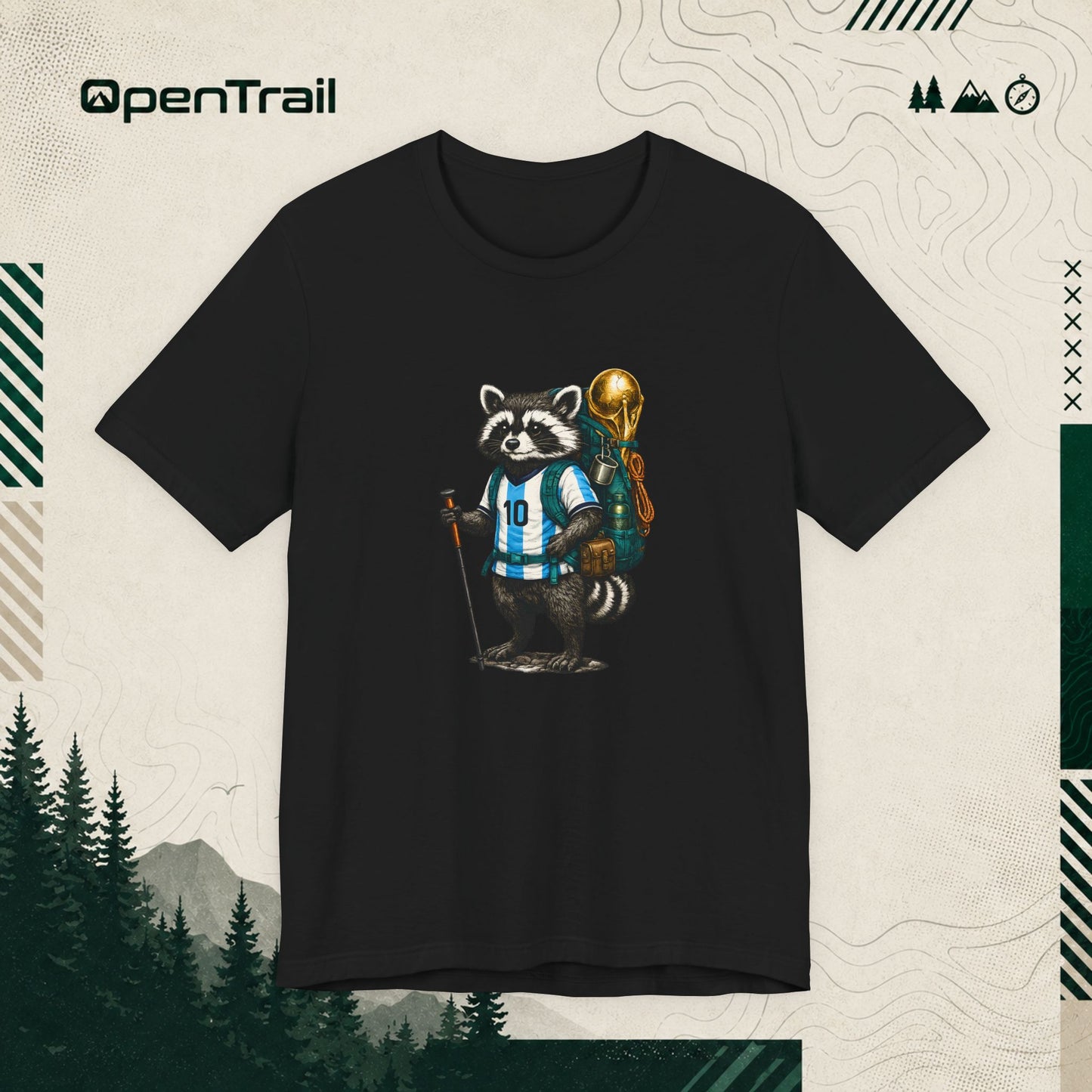 Raccoon Hiking Champion Shirt, Adventure Soccer Fan T-Shirt