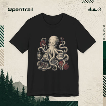 Vintage Octopus Camping Shirt, Outdoor Adventure T-Shirt