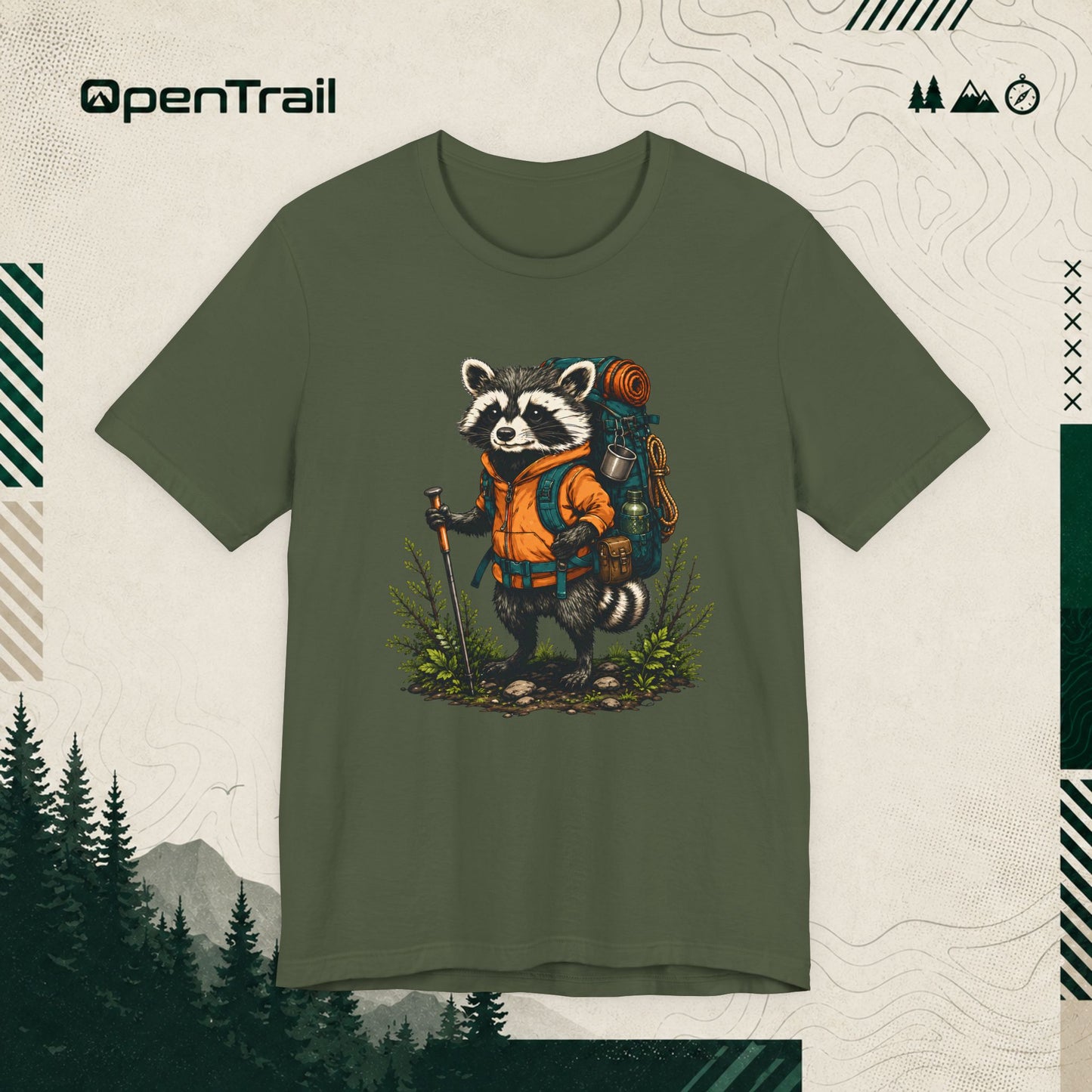 Happy Raccoon Hiking Adventure T-Shirt