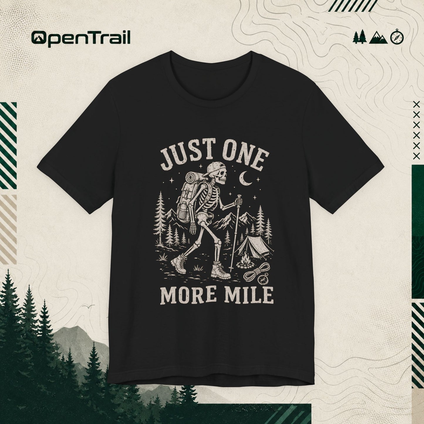 Just One More Mile Shirt, Funny Hiking Skeleton T-Shirt